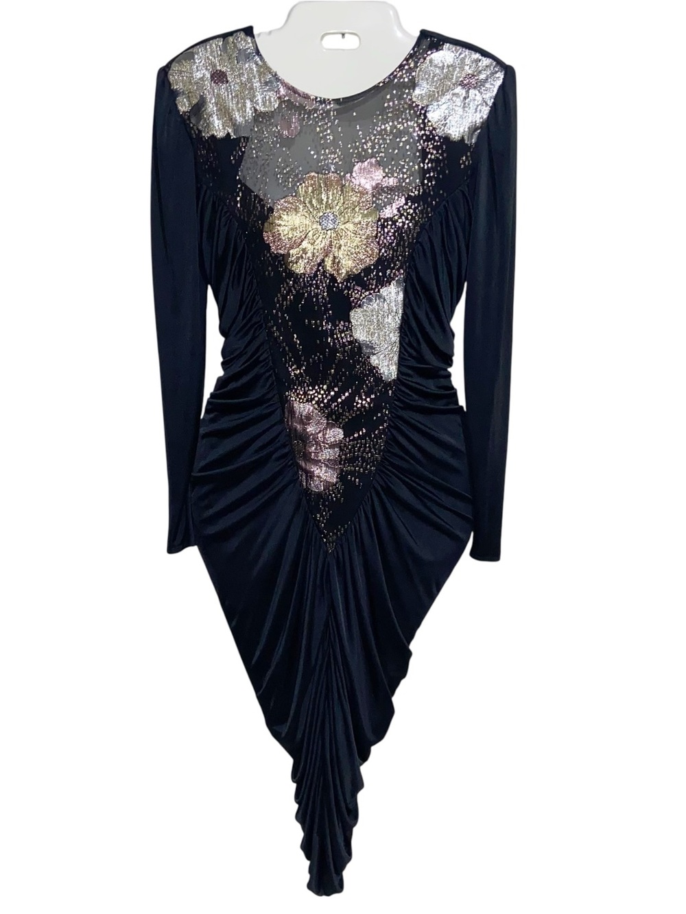 Vintage Dress Womens Small Black Cocktail Party Glitter Whimsigoth Disco 1970s